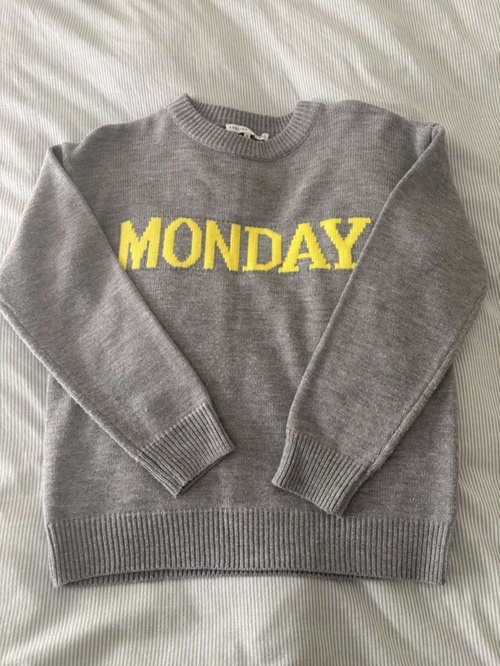 English Factory “Monday” Heather Gray Knit Crewneck Sweater